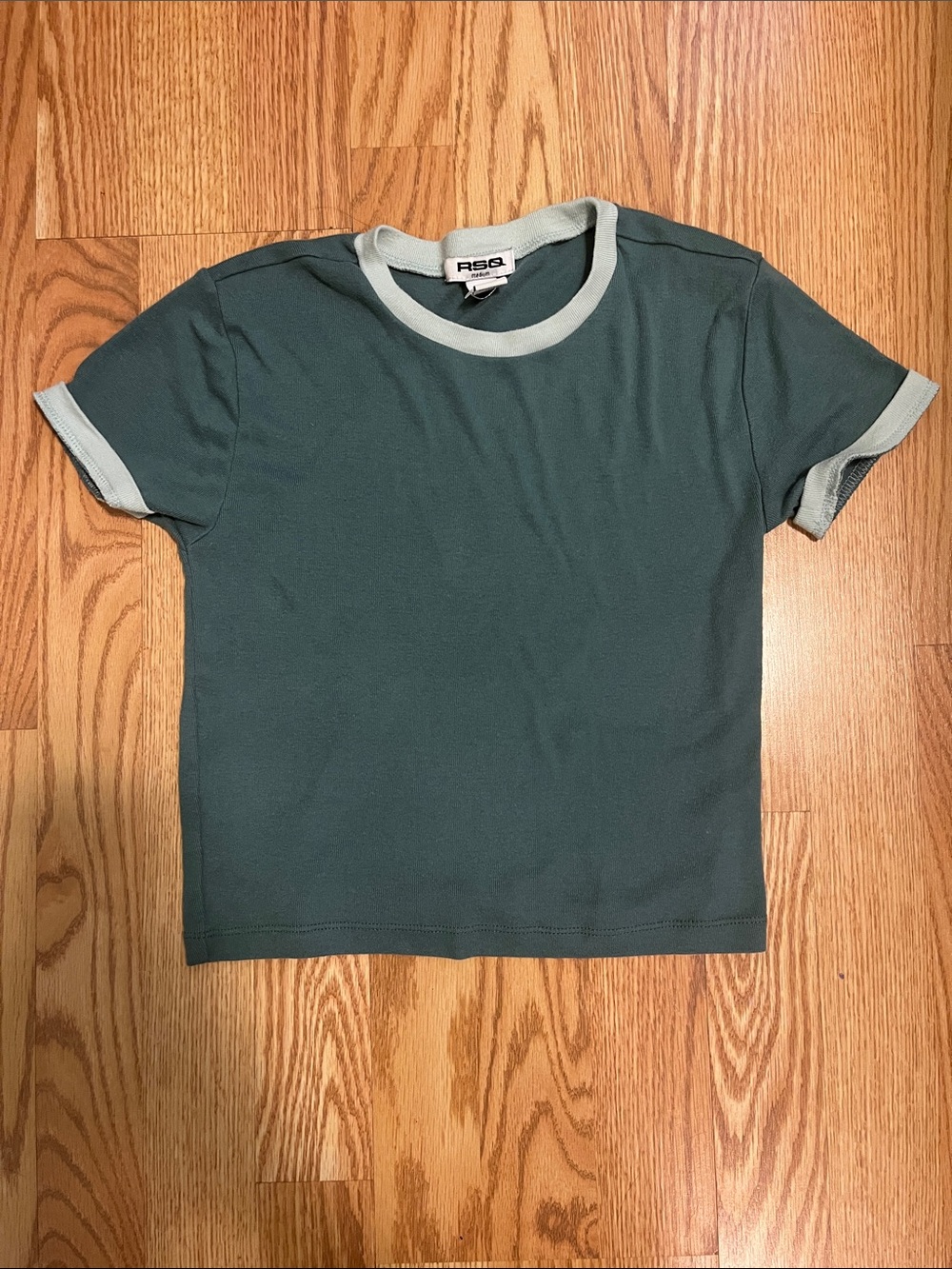 RSQ Green Short-Sleeve Ringer Tee with Light teal Trim